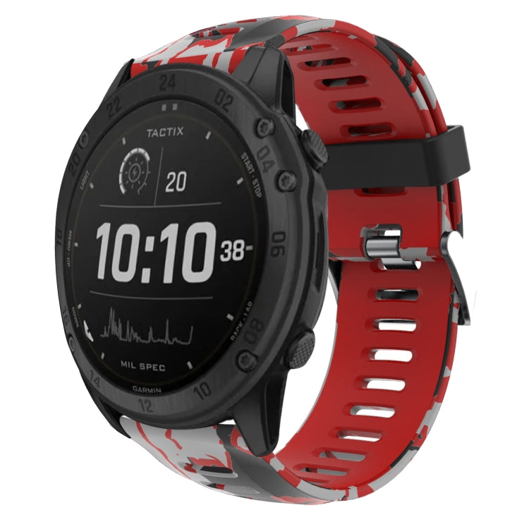 Bracelet de montre en silicone imprimé camouflage 26 mm, For Garmin Instinct 2X Solar, For Garmin D2 Delta PX, For Garmin Tactix 7 Pro, For Garmin Tactix 7, For Garmin Fenix 7X, For Garmin Fenix 7X Solar, For Garmin Tactix Delta, For Garmin Enduro 2   ...