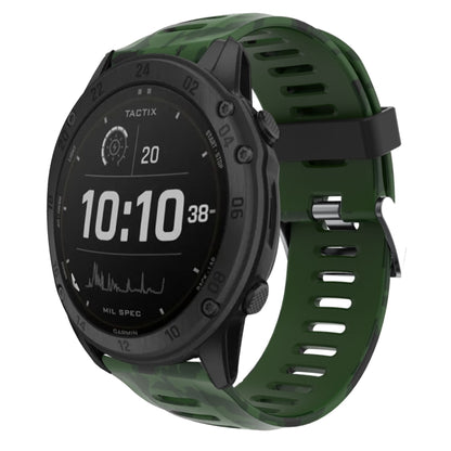 Bracelet de montre en silicone imprimé camouflage 26 mm, For Garmin Instinct 2X Solar, For Garmin D2 Delta PX, For Garmin Tactix 7 Pro, For Garmin Tactix 7, For Garmin Fenix 7X, For Garmin Fenix 7X Solar, For Garmin Tactix Delta, For Garmin Enduro 2   ...