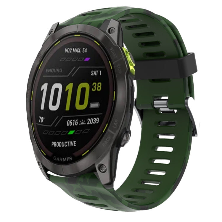 Bracelet de montre en silicone imprimé camouflage 26 mm, For Garmin Instinct 2X Solar, For Garmin D2 Delta PX, For Garmin Tactix 7 Pro, For Garmin Tactix 7, For Garmin Fenix 7X, For Garmin Fenix 7X Solar, For Garmin Tactix Delta, For Garmin Enduro 2   ...