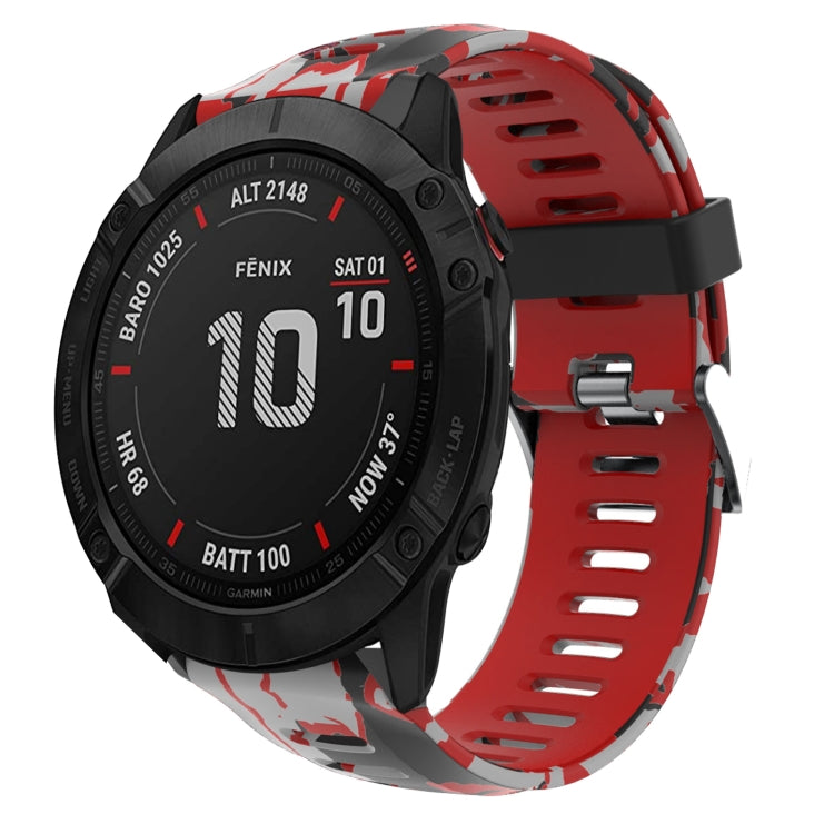 Bracelet de montre en silicone imprimé camouflage 26 mm, For Garmin Instinct 2X Solar, For Garmin D2 Delta PX, For Garmin Tactix 7 Pro, For Garmin Tactix 7, For Garmin Fenix 7X, For Garmin Fenix 7X Solar, For Garmin Tactix Delta, For Garmin Enduro 2   ...