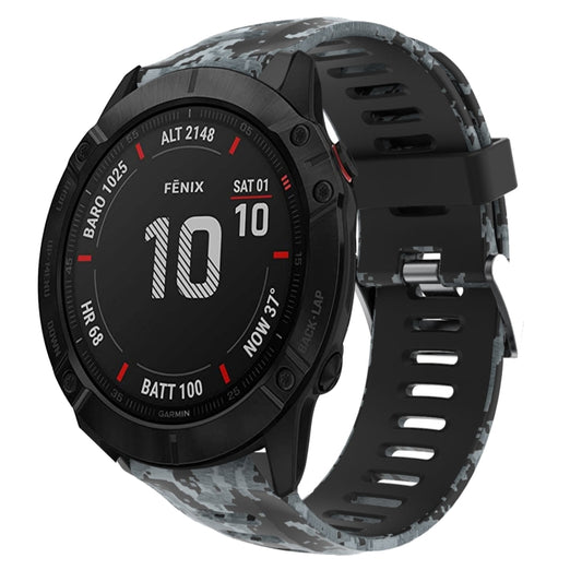 Bracelet de montre en silicone imprimé camouflage 26 mm, For Garmin Fenix 6X Pro, For Garmin Fenix 6X Sapphire, For Garmin Fenix 5X Sapphire, For Garmin Fenix 5X Plus, For Garmin Fenix 3, For Garmin Fenix 3 HR, For Garmin Fenix 3 Sapphire