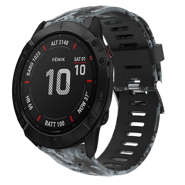 Bracelet de montre en silicone imprimé camouflage 26 mm, For Garmin Fenix 6X Pro, For Garmin Fenix 6X Sapphire, For Garmin Fenix 5X Sapphire, For Garmin Fenix 5X Plus, For Garmin Fenix 3, For Garmin Fenix 3 HR, For Garmin Fenix 3 Sapphire              ...