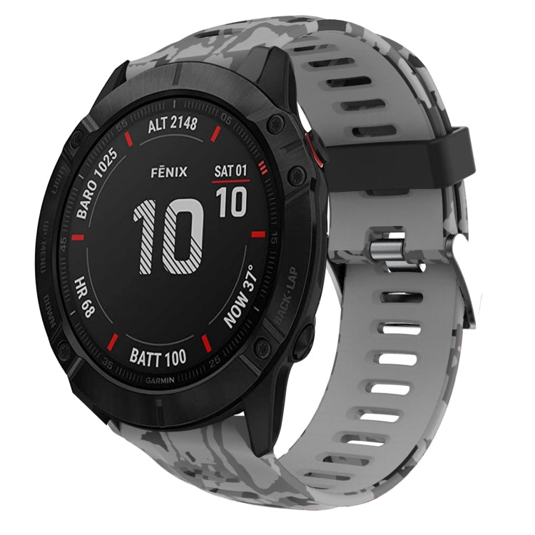 Bracelet de montre en silicone imprimé camouflage 26 mm, For Garmin Fenix 6X Pro, For Garmin Fenix 6X Sapphire, For Garmin Fenix 5X Sapphire, For Garmin Fenix 5X Plus, For Garmin Fenix 3, For Garmin Fenix 3 HR, For Garmin Fenix 3 Sapphire              ...