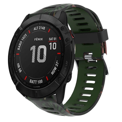 Bracelet de montre en silicone imprimé camouflage 26 mm, For Garmin Fenix 6X Pro, For Garmin Fenix 6X Sapphire, For Garmin Fenix 5X Sapphire, For Garmin Fenix 5X Plus, For Garmin Fenix 3, For Garmin Fenix 3 HR, For Garmin Fenix 3 Sapphire              ...