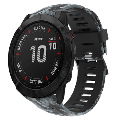 Bracelet de montre en silicone imprimé camouflage 26 mm, For Garmin Fenix 6X Pro, For Garmin Fenix 6X Sapphire, For Garmin Fenix 5X Sapphire, For Garmin Fenix 5X Plus, For Garmin Fenix 3, For Garmin Fenix 3 HR, For Garmin Fenix 3 Sapphire              ...