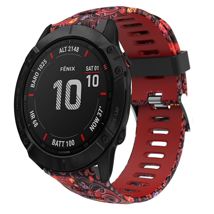 Bracelet de montre en silicone imprimé camouflage 26 mm, For Garmin Fenix 6X Pro, For Garmin Fenix 6X Sapphire, For Garmin Fenix 5X Sapphire, For Garmin Fenix 5X Plus, For Garmin Fenix 3, For Garmin Fenix 3 HR, For Garmin Fenix 3 Sapphire              ...