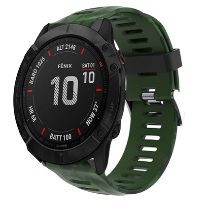 Bracelet de montre en silicone imprimé camouflage 26 mm, For Garmin Fenix 6X Pro, For Garmin Fenix 6X Sapphire, For Garmin Fenix 5X Sapphire, For Garmin Fenix 5X Plus, For Garmin Fenix 3, For Garmin Fenix 3 HR, For Garmin Fenix 3 Sapphire              ...