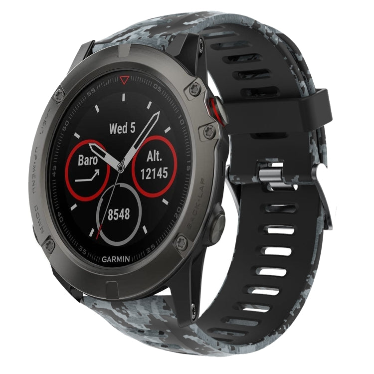 Bracelet de montre en silicone imprimé camouflage 26 mm, For Garmin Fenix 6X Pro, For Garmin Fenix 6X Sapphire, For Garmin Fenix 5X Sapphire, For Garmin Fenix 5X Plus, For Garmin Fenix 3, For Garmin Fenix 3 HR, For Garmin Fenix 3 Sapphire              ...