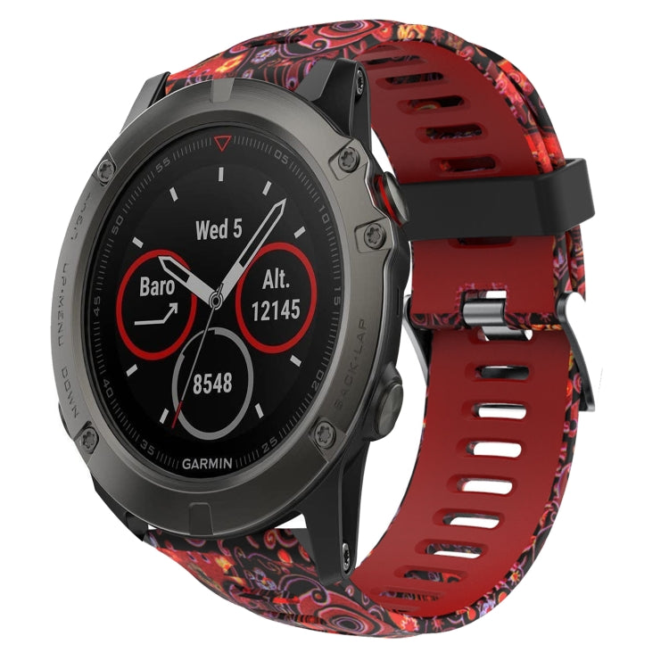 Bracelet de montre en silicone imprimé camouflage 26 mm, For Garmin Fenix 6X Pro, For Garmin Fenix 6X Sapphire, For Garmin Fenix 5X Sapphire, For Garmin Fenix 5X Plus, For Garmin Fenix 3, For Garmin Fenix 3 HR, For Garmin Fenix 3 Sapphire              ...