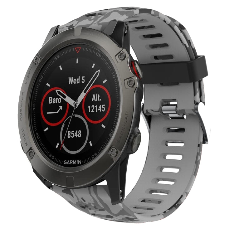 Bracelet de montre en silicone imprimé camouflage 26 mm, For Garmin Fenix 6X Pro, For Garmin Fenix 6X Sapphire, For Garmin Fenix 5X Sapphire, For Garmin Fenix 5X Plus, For Garmin Fenix 3, For Garmin Fenix 3 HR, For Garmin Fenix 3 Sapphire              ...