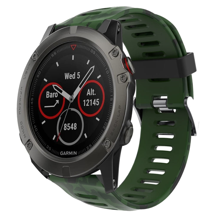Bracelet de montre en silicone imprimé camouflage 26 mm, For Garmin Fenix 6X Pro, For Garmin Fenix 6X Sapphire, For Garmin Fenix 5X Sapphire, For Garmin Fenix 5X Plus, For Garmin Fenix 3, For Garmin Fenix 3 HR, For Garmin Fenix 3 Sapphire              ...