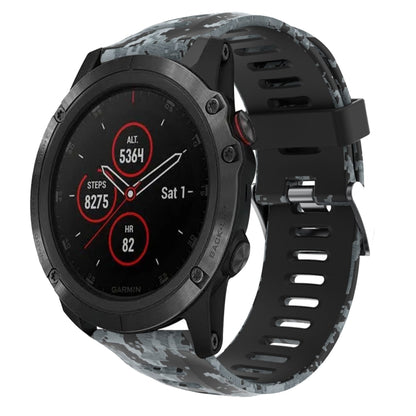 Bracelet de montre en silicone imprimé camouflage 26 mm, For Garmin Fenix 6X Pro, For Garmin Fenix 6X Sapphire, For Garmin Fenix 5X Sapphire, For Garmin Fenix 5X Plus, For Garmin Fenix 3, For Garmin Fenix 3 HR, For Garmin Fenix 3 Sapphire              ...
