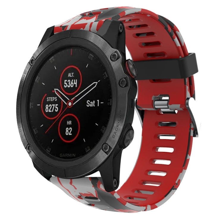 Bracelet de montre en silicone imprimé camouflage 26 mm, For Garmin Fenix 6X Pro, For Garmin Fenix 6X Sapphire, For Garmin Fenix 5X Sapphire, For Garmin Fenix 5X Plus, For Garmin Fenix 3, For Garmin Fenix 3 HR, For Garmin Fenix 3 Sapphire              ...