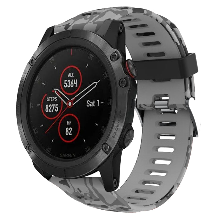 Bracelet de montre en silicone imprimé camouflage 26 mm, For Garmin Fenix 6X Pro, For Garmin Fenix 6X Sapphire, For Garmin Fenix 5X Sapphire, For Garmin Fenix 5X Plus, For Garmin Fenix 3, For Garmin Fenix 3 HR, For Garmin Fenix 3 Sapphire              ...
