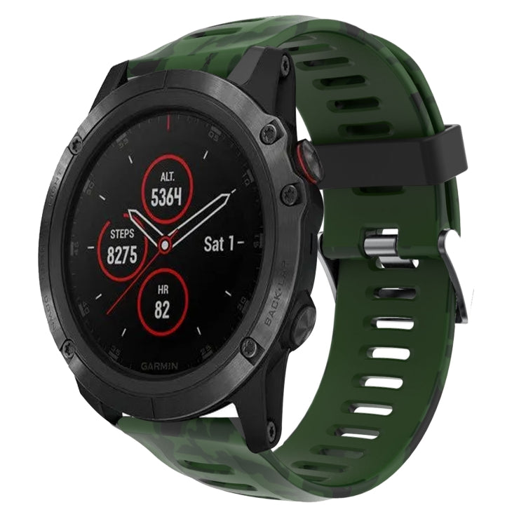 Bracelet de montre en silicone imprimé camouflage 26 mm, For Garmin Fenix 6X Pro, For Garmin Fenix 6X Sapphire, For Garmin Fenix 5X Sapphire, For Garmin Fenix 5X Plus, For Garmin Fenix 3, For Garmin Fenix 3 HR, For Garmin Fenix 3 Sapphire              ...