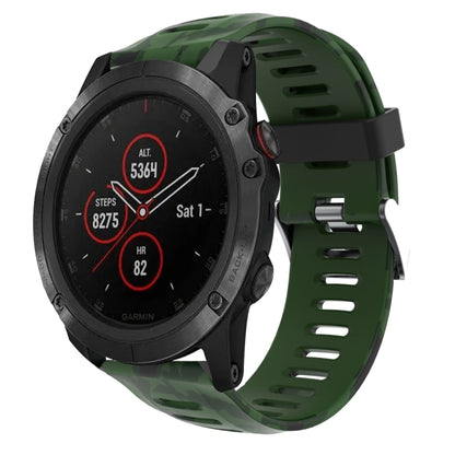 Bracelet de montre en silicone imprimé camouflage 26 mm, For Garmin Fenix 6X Pro, For Garmin Fenix 6X Sapphire, For Garmin Fenix 5X Sapphire, For Garmin Fenix 5X Plus, For Garmin Fenix 3, For Garmin Fenix 3 HR, For Garmin Fenix 3 Sapphire              ...