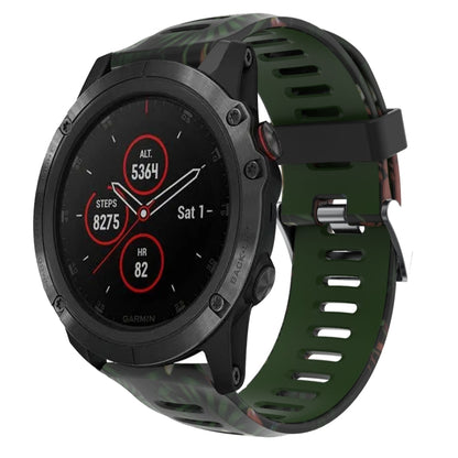 Bracelet de montre en silicone imprimé camouflage 26 mm, For Garmin Fenix 6X Pro, For Garmin Fenix 6X Sapphire, For Garmin Fenix 5X Sapphire, For Garmin Fenix 5X Plus, For Garmin Fenix 3, For Garmin Fenix 3 HR, For Garmin Fenix 3 Sapphire              ...