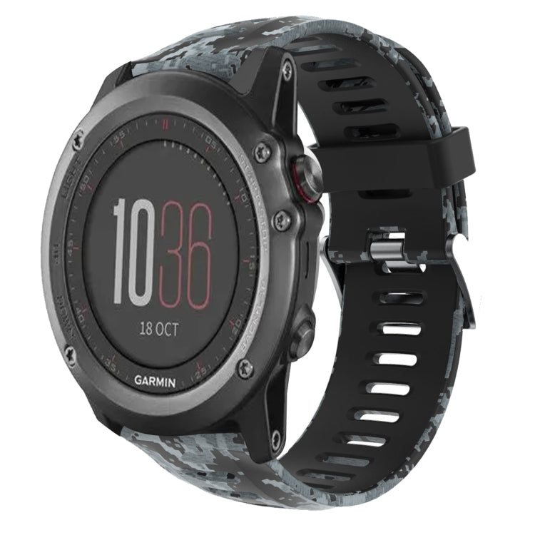Bracelet de montre en silicone imprimé camouflage 26 mm, For Garmin Fenix 6X Pro, For Garmin Fenix 6X Sapphire, For Garmin Fenix 5X Sapphire, For Garmin Fenix 5X Plus, For Garmin Fenix 3, For Garmin Fenix 3 HR, For Garmin Fenix 3 Sapphire              ...