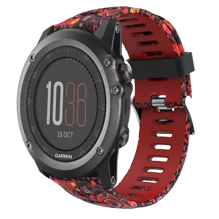Bracelet de montre en silicone imprimé camouflage 26 mm, For Garmin Fenix 6X Pro, For Garmin Fenix 6X Sapphire, For Garmin Fenix 5X Sapphire, For Garmin Fenix 5X Plus, For Garmin Fenix 3, For Garmin Fenix 3 HR, For Garmin Fenix 3 Sapphire              ...