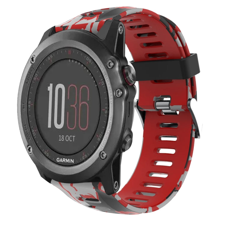 Bracelet de montre en silicone imprimé camouflage 26 mm, For Garmin Fenix 6X Pro, For Garmin Fenix 6X Sapphire, For Garmin Fenix 5X Sapphire, For Garmin Fenix 5X Plus, For Garmin Fenix 3, For Garmin Fenix 3 HR, For Garmin Fenix 3 Sapphire              ...