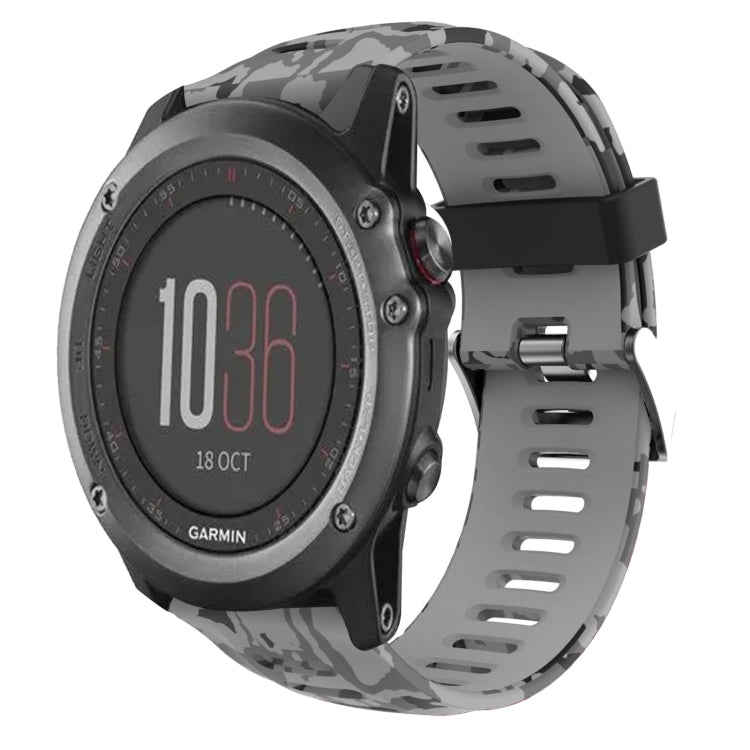 Bracelet de montre en silicone imprimé camouflage 26 mm, For Garmin Fenix 6X Pro, For Garmin Fenix 6X Sapphire, For Garmin Fenix 5X Sapphire, For Garmin Fenix 5X Plus, For Garmin Fenix 3, For Garmin Fenix 3 HR, For Garmin Fenix 3 Sapphire              ...