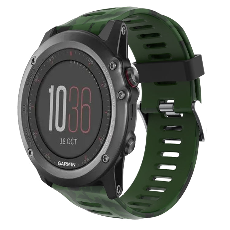 Bracelet de montre en silicone imprimé camouflage 26 mm, For Garmin Fenix 6X Pro, For Garmin Fenix 6X Sapphire, For Garmin Fenix 5X Sapphire, For Garmin Fenix 5X Plus, For Garmin Fenix 3, For Garmin Fenix 3 HR, For Garmin Fenix 3 Sapphire              ...