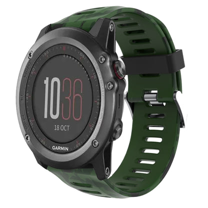 Bracelet de montre en silicone imprimé camouflage 26 mm, For Garmin Fenix 6X Pro, For Garmin Fenix 6X Sapphire, For Garmin Fenix 5X Sapphire, For Garmin Fenix 5X Plus, For Garmin Fenix 3, For Garmin Fenix 3 HR, For Garmin Fenix 3 Sapphire              ...