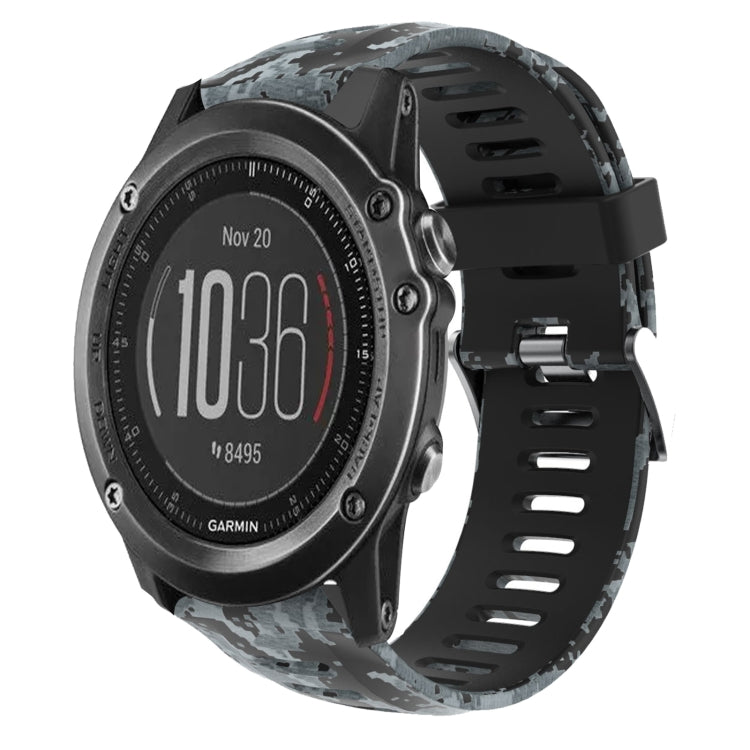 Bracelet de montre en silicone imprimé camouflage 26 mm, For Garmin Fenix 6X Pro, For Garmin Fenix 6X Sapphire, For Garmin Fenix 5X Sapphire, For Garmin Fenix 5X Plus, For Garmin Fenix 3, For Garmin Fenix 3 HR, For Garmin Fenix 3 Sapphire              ...