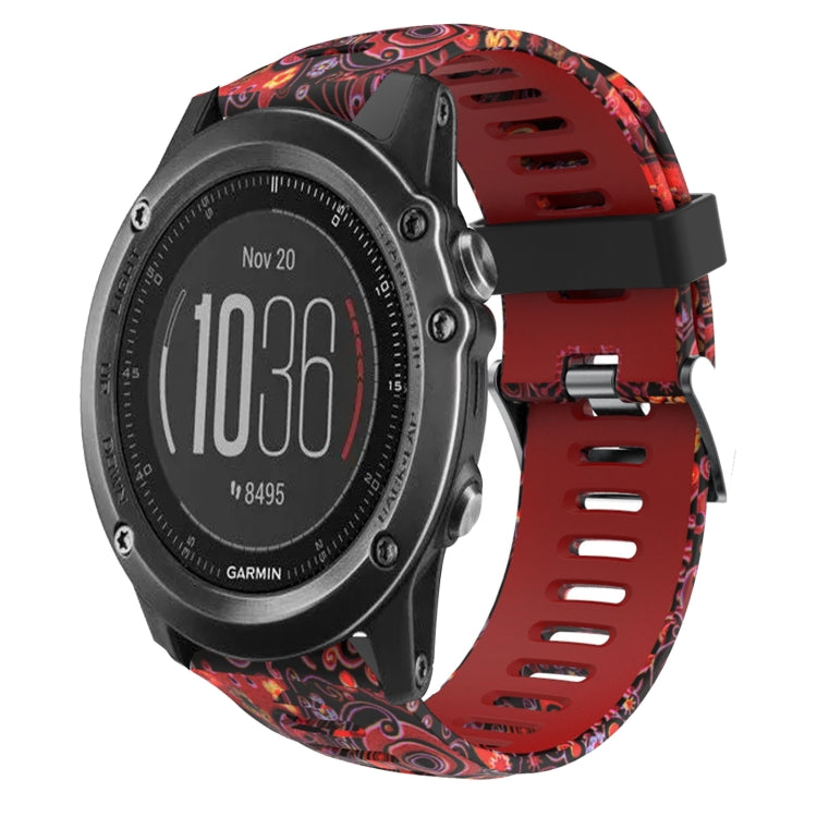 Bracelet de montre en silicone imprimé camouflage 26 mm, For Garmin Fenix 6X Pro, For Garmin Fenix 6X Sapphire, For Garmin Fenix 5X Sapphire, For Garmin Fenix 5X Plus, For Garmin Fenix 3, For Garmin Fenix 3 HR, For Garmin Fenix 3 Sapphire              ...