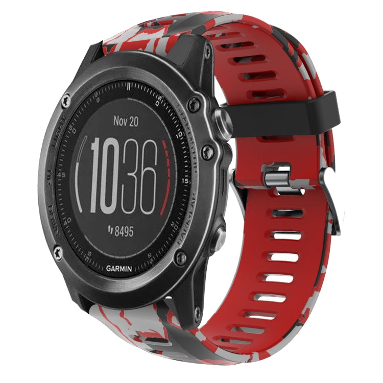 Bracelet de montre en silicone imprimé camouflage 26 mm, For Garmin Fenix 6X Pro, For Garmin Fenix 6X Sapphire, For Garmin Fenix 5X Sapphire, For Garmin Fenix 5X Plus, For Garmin Fenix 3, For Garmin Fenix 3 HR, For Garmin Fenix 3 Sapphire              ...