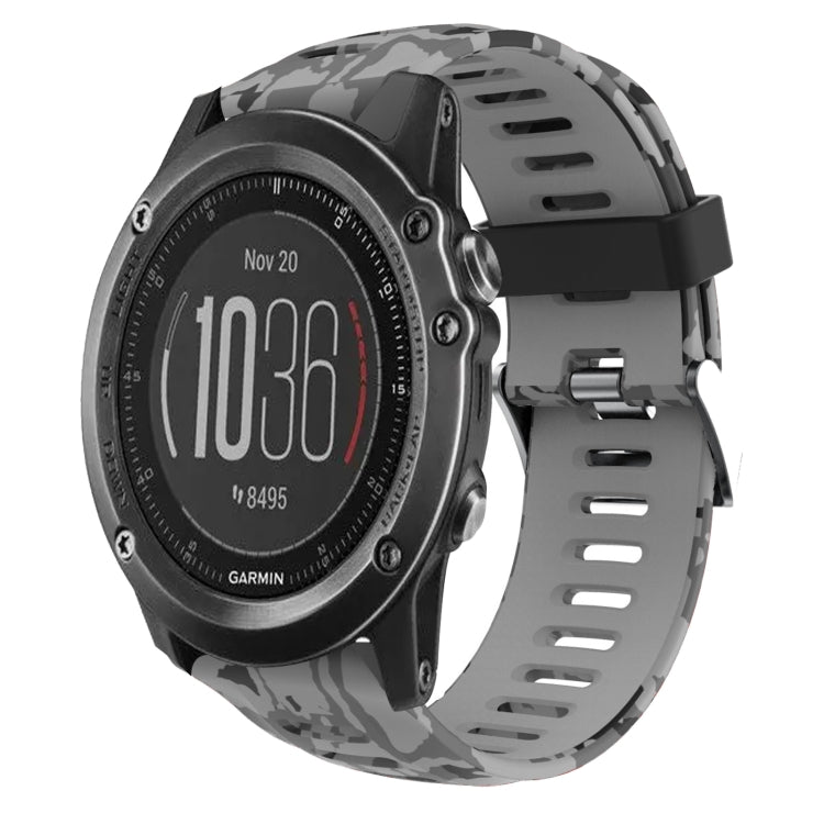 Bracelet de montre en silicone imprimé camouflage 26 mm, For Garmin Fenix 6X Pro, For Garmin Fenix 6X Sapphire, For Garmin Fenix 5X Sapphire, For Garmin Fenix 5X Plus, For Garmin Fenix 3, For Garmin Fenix 3 HR, For Garmin Fenix 3 Sapphire              ...