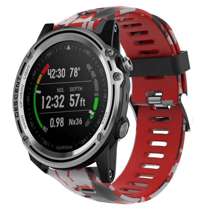 Bracelet de montre en silicone imprimé camouflage 26 mm, For Garmin Fenix 6X Pro, For Garmin Fenix 6X Sapphire, For Garmin Fenix 5X Sapphire, For Garmin Fenix 5X Plus, For Garmin Fenix 3, For Garmin Fenix 3 HR, For Garmin Fenix 3 Sapphire              ...