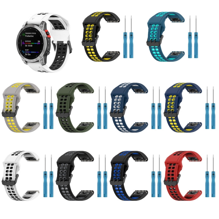 Bracelet de montre en silicone à boucle inversée bicolore de 26 mm, For Garmin D2 Delta PX