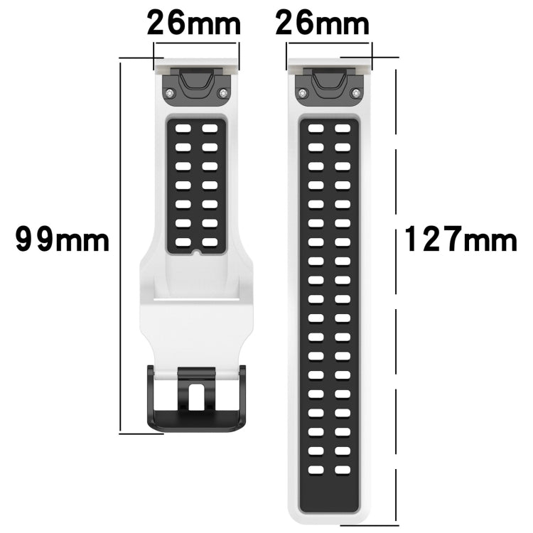 Bracelet de montre en silicone à boucle inversée bicolore de 26 mm, For Garmin D2 Delta PX