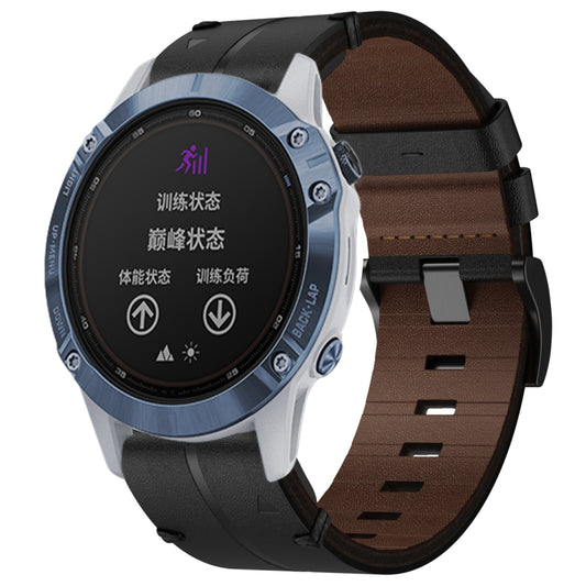 Bracelet de montre texturé en cuir de 22 mm, For Garmin Fenix 6 Sapphire GPS, For Garmin Forerunner 945, For Garmin Quatix 7, For Garmin Quatix 7 Pro
