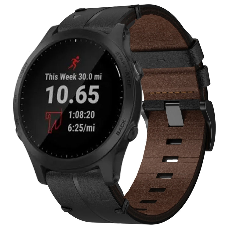 Bracelet de montre texturé en cuir de 22 mm, For Garmin Fenix 6 Sapphire GPS, For Garmin Forerunner 945, For Garmin Quatix 7, For Garmin Quatix 7 Pro