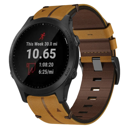 Bracelet de montre texturé en cuir de 22 mm, For Garmin Fenix 6 Sapphire GPS, For Garmin Forerunner 945, For Garmin Quatix 7, For Garmin Quatix 7 Pro