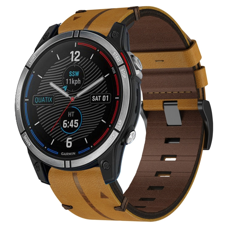 Bracelet de montre texturé en cuir de 22 mm, For Garmin Fenix 6 Sapphire GPS, For Garmin Forerunner 945, For Garmin Quatix 7, For Garmin Quatix 7 Pro