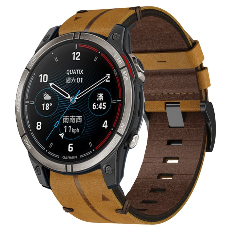 Bracelet de montre texturé en cuir de 22 mm, For Garmin Fenix 6 Sapphire GPS, For Garmin Forerunner 945, For Garmin Quatix 7, For Garmin Quatix 7 Pro
