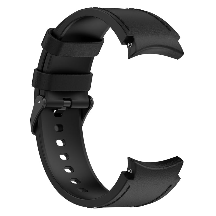 Bracelet de montre à boucle noire en cuir de silicone, For Samsung Galaxy Watch 6 Classic, For Samsung Galaxy Watch 6