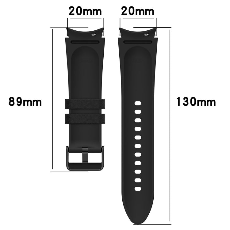 Bracelet de montre à boucle noire en cuir de silicone, For Samsung Galaxy Watch 6 Classic, For Samsung Galaxy Watch 6