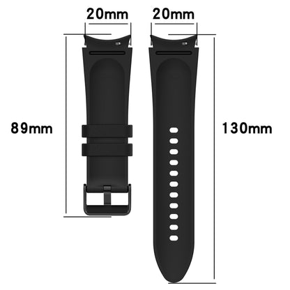 Bracelet de montre à boucle noire en cuir de silicone, For Samsung Galaxy Watch 6 Classic, For Samsung Galaxy Watch 6