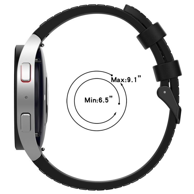 Bracelet de montre à boucle noire en cuir de silicone, For Samsung Galaxy Watch 6 Classic, For Samsung Galaxy Watch 6