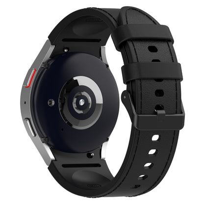 Bracelet de montre à boucle noire en cuir de silicone, taille : S, For Samsung Galaxy Watch 6 Classic, For Samsung Galaxy Watch 6