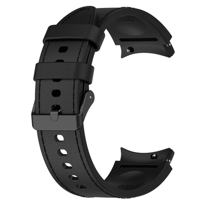 Bracelet de montre à boucle noire en cuir de silicone, taille : S, For Samsung Galaxy Watch 6 Classic, For Samsung Galaxy Watch 6
