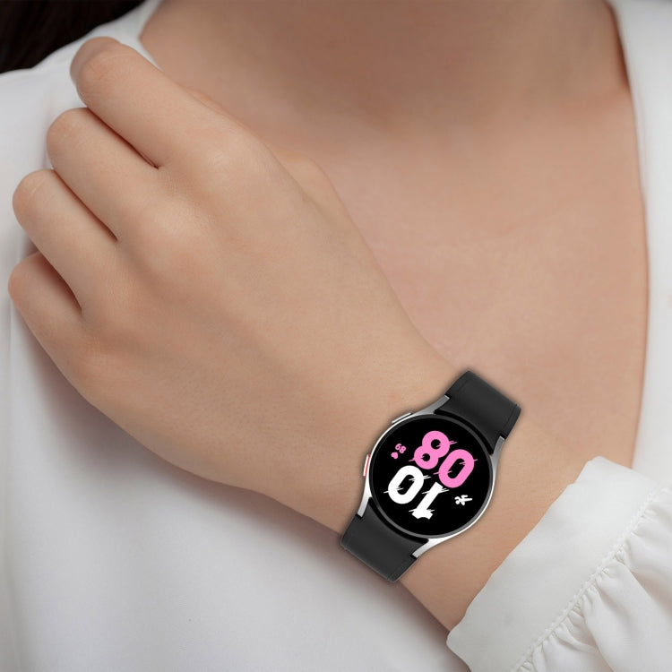 Bracelet de montre à boucle noire en cuir de silicone, taille : S, For Samsung Galaxy Watch 6 Classic, For Samsung Galaxy Watch 6