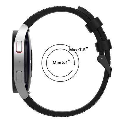 Bracelet de montre à boucle noire en cuir de silicone, taille : S, For Samsung Galaxy Watch 6 Classic, For Samsung Galaxy Watch 6