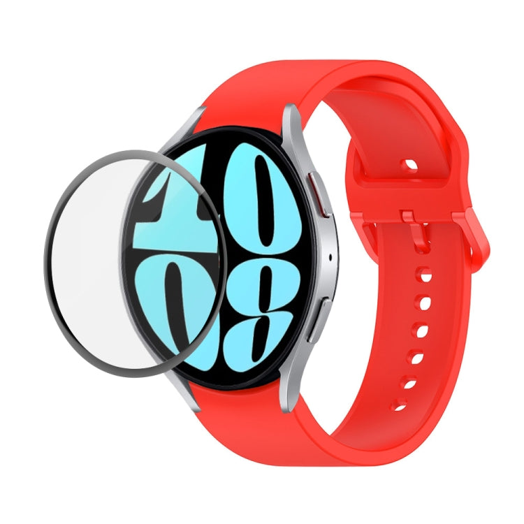 JUNSUNMAY Sangle réglable en silicone + Kit de protection d'écran PMMA à couverture complète, For Samsung Galaxy Watch6 Classic 47mm, For Samsung Galaxy Watch6 44mm, For Samsung Galaxy Watch6 40mm, For Samsung Galaxy Watch6 Classic 43mm