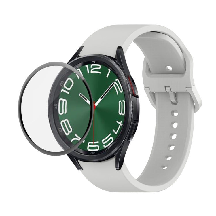 JUNSUNMAY Sangle réglable en silicone + Kit de protection d'écran PMMA à couverture complète, For Samsung Galaxy Watch6 Classic 47mm, For Samsung Galaxy Watch6 44mm, For Samsung Galaxy Watch6 40mm, For Samsung Galaxy Watch6 Classic 43mm