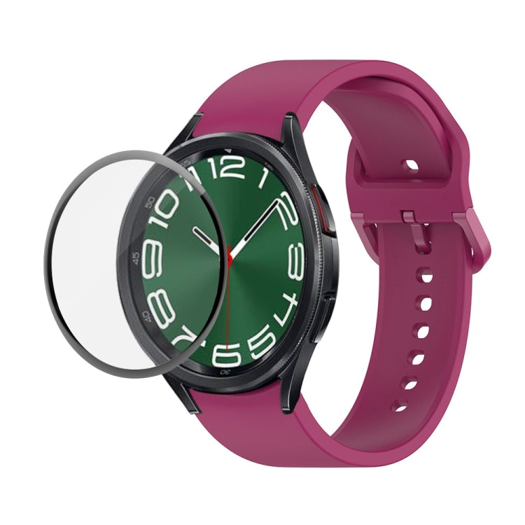 JUNSUNMAY Sangle réglable en silicone + Kit de protection d'écran PMMA à couverture complète, For Samsung Galaxy Watch6 Classic 47mm, For Samsung Galaxy Watch6 44mm, For Samsung Galaxy Watch6 40mm, For Samsung Galaxy Watch6 Classic 43mm